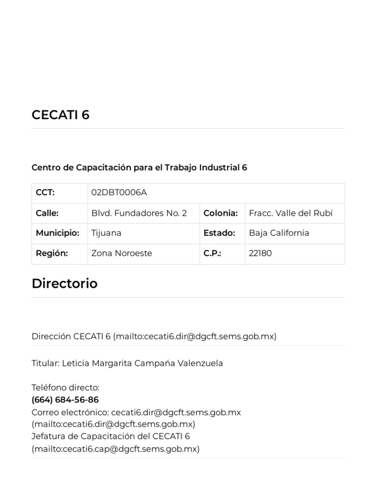 CECATI 6 Tijuana: Capacitación Industrial | PDF