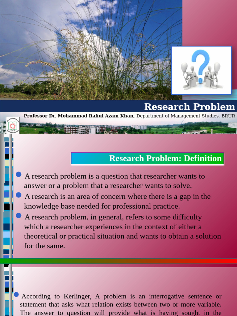 Understanding Research Problems in Studies | PDF | Question | Cognition