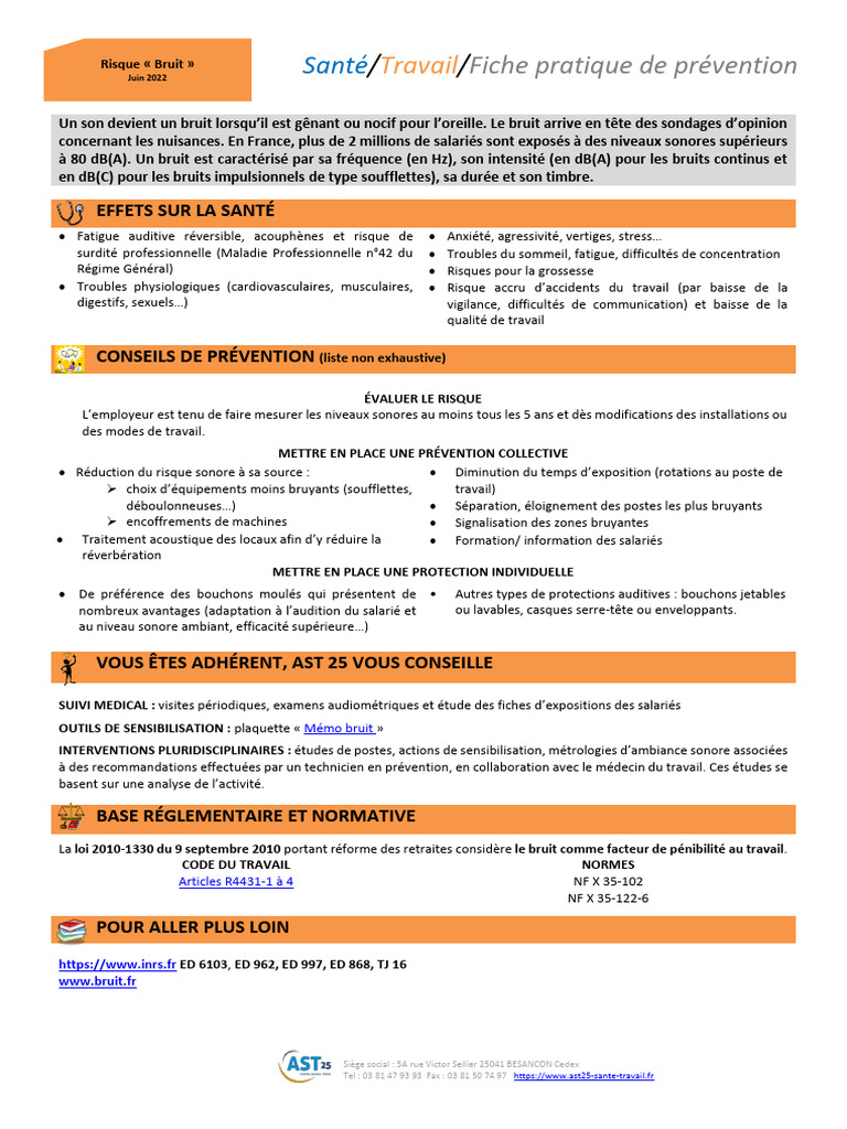 Prévention des risques liés au bruit au travail | PDF | Bruit | Son
