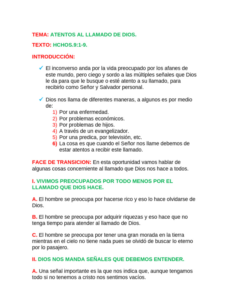 Atentos Al Llamado de Dios. | PDF