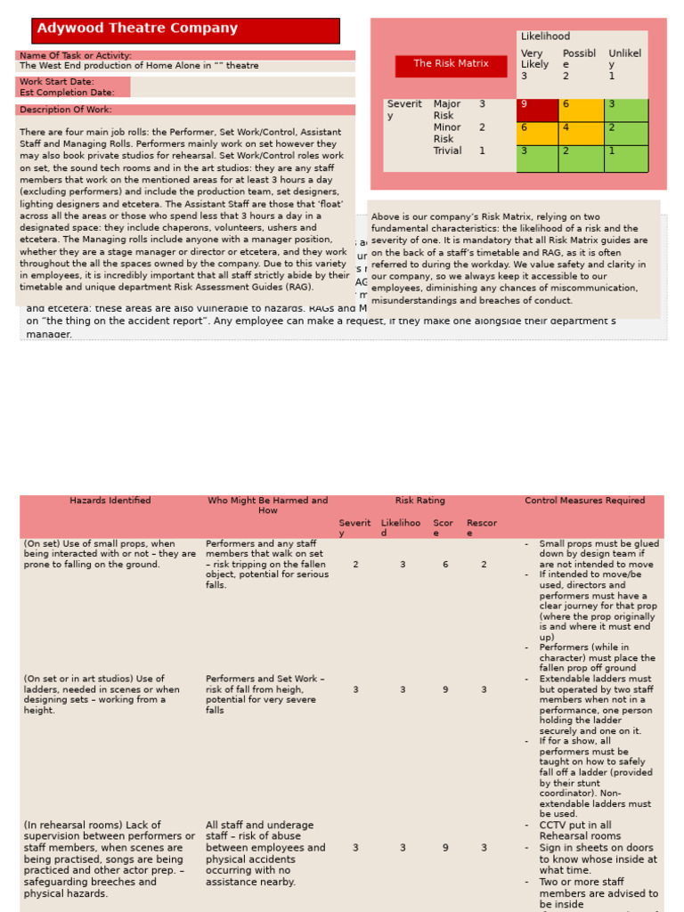 Home Alone Risk Assessment For Brit | PDF | Risk | Safety