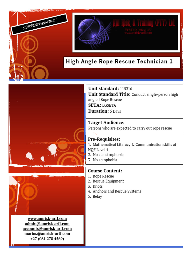 High Angle Rope Rescue Course Overview | PDF