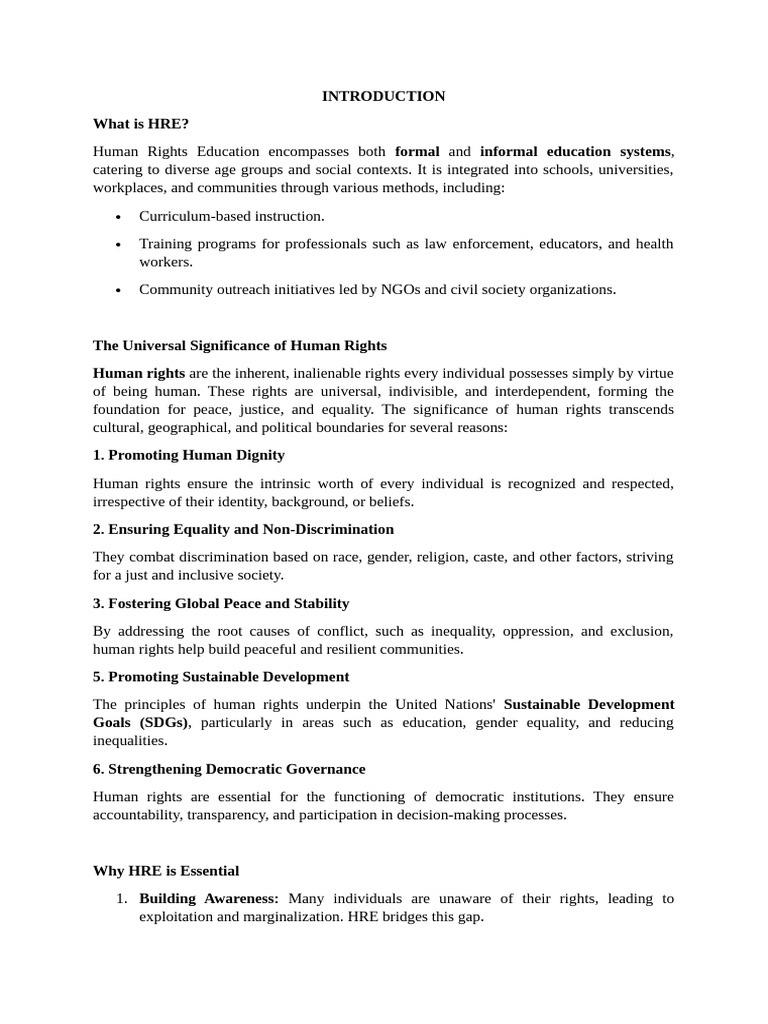 Importance of Human Rights Education | PDF | Human Rights | Social ...