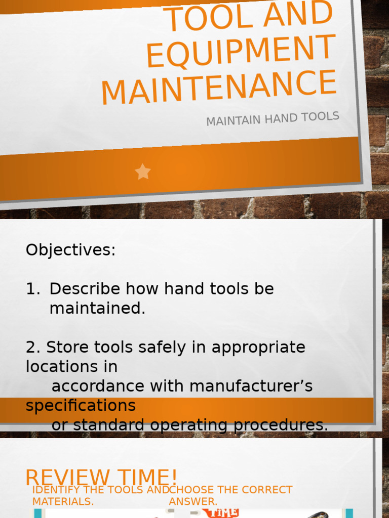 Hand Tool Maintenance Best Practices | PDF