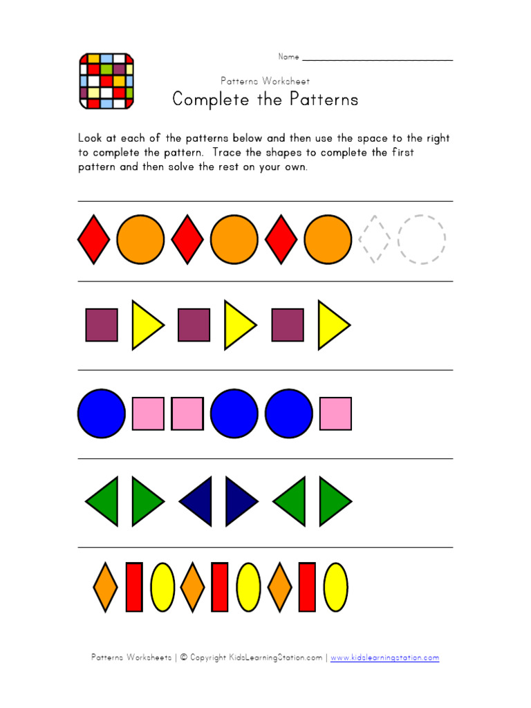 Pattern Worksheet 1 | PDF