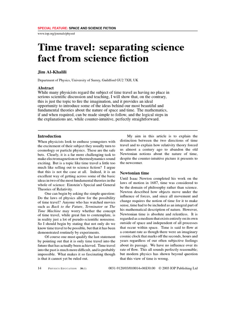 Time Travel: Science vs. Fiction | PDF | Time | Time Travel