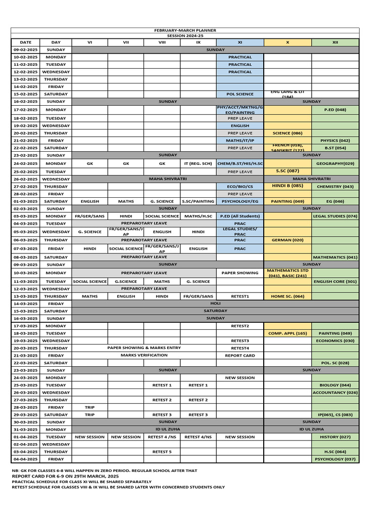 February 2025 Exam Schedule | PDF