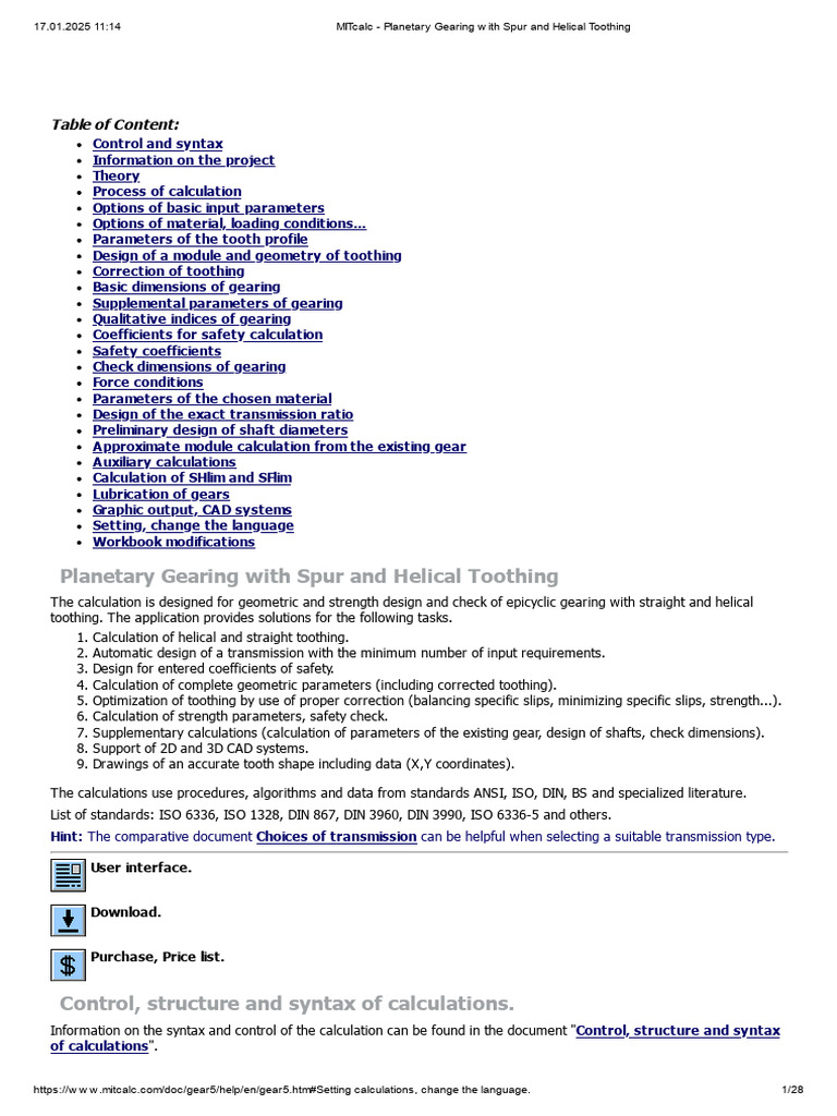 MITcalc - Planetary Gearing With Spur and Helical Toothing | PDF | Gear ...
