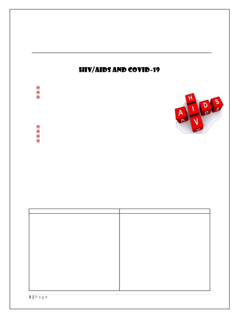 HIV/AIDS and COVID-19 Overview | PDF | Hiv/Aids | Hiv