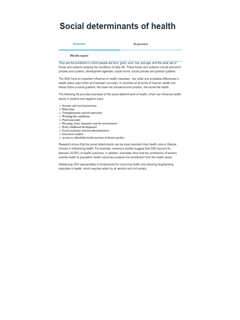Understanding Social Determinants of Health | PDF