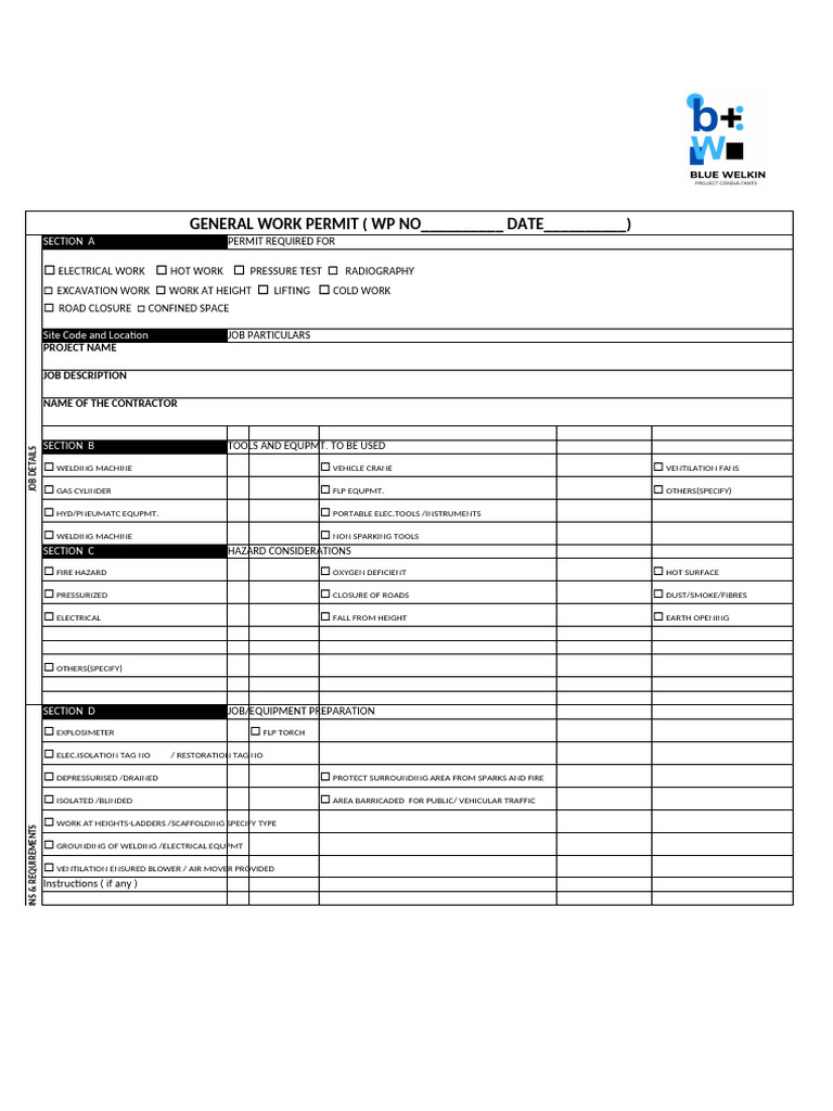 38.General Work Permit | PDF | Personal Protective Equipment | Welding