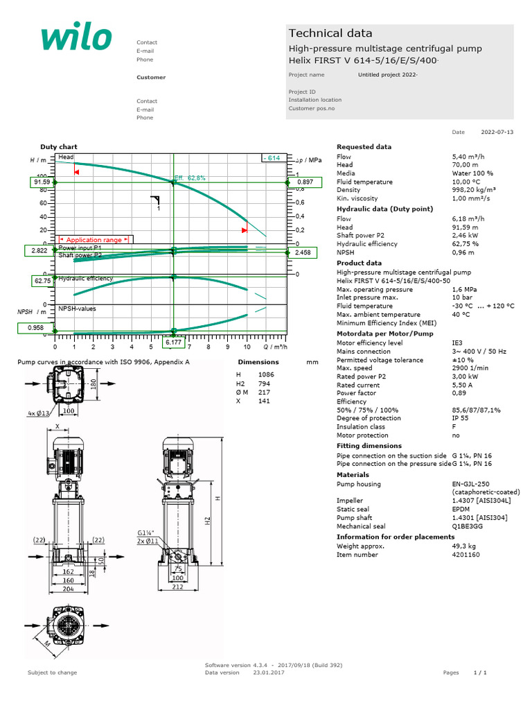 High-Pressure Centrifugal Pump Specs | PDF | Pump | Energy Technology