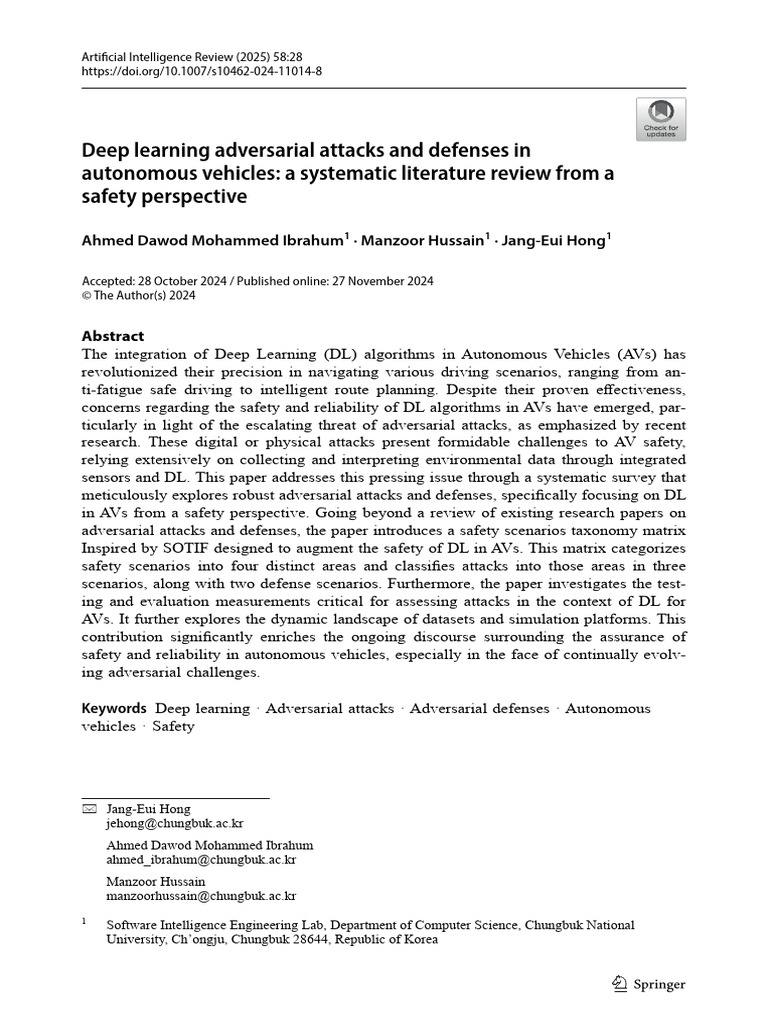 Deep Learning Adversarial Attacks and Defenses in Autonomous Vehicles ...