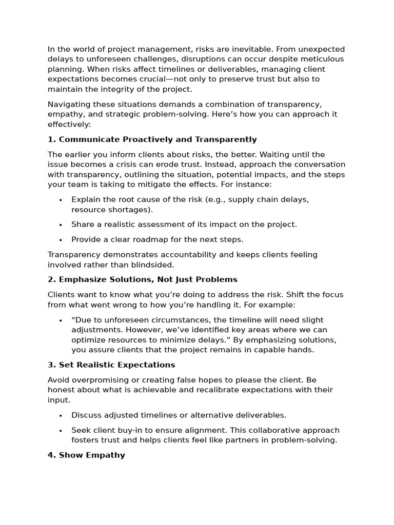 Managing Client Expectations in Projects | PDF | Risk | Project Management