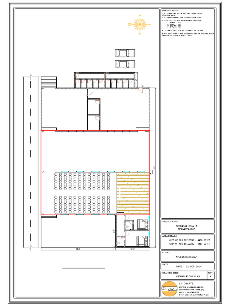 Marriage Hall Ground Floor Plan | PDF | Civil Engineering | Structural ...