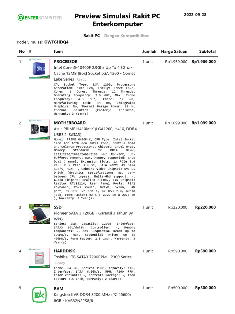 Simulasi - Rakit PC - Enterkomputer Jual Beli Online Komputer, Rakit PC ...