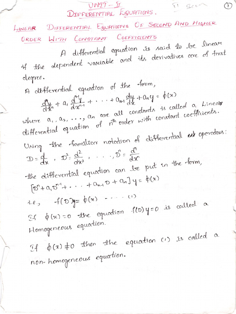Linear Differential Equations | PDF
