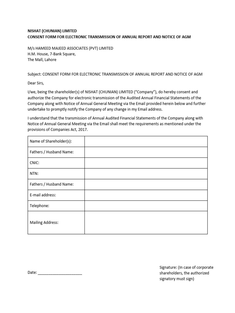 NCL Annual Report Consent Forms | PDF | Business | Corporations