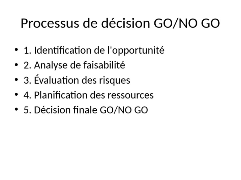 Processus Go No Go | PDF