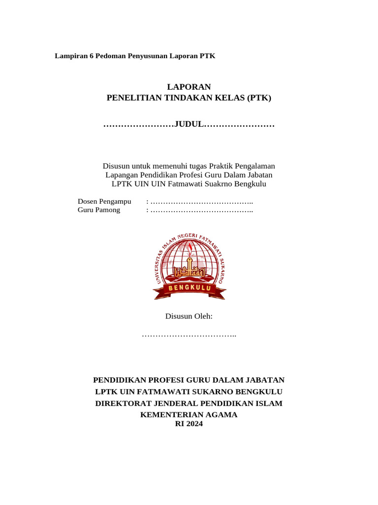 Pedoman Penyusunan Laporan PTK | PDF