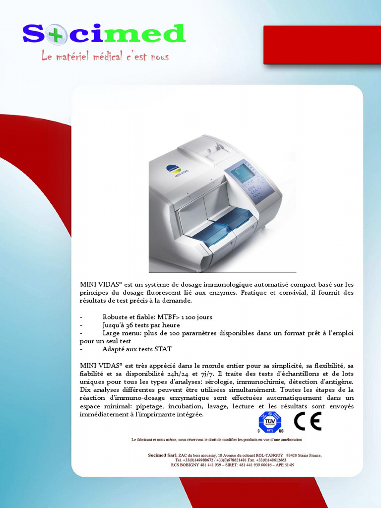 Automate d'immunologie MINI VIDAS® | PDF | Immunologie | Spécialités ...