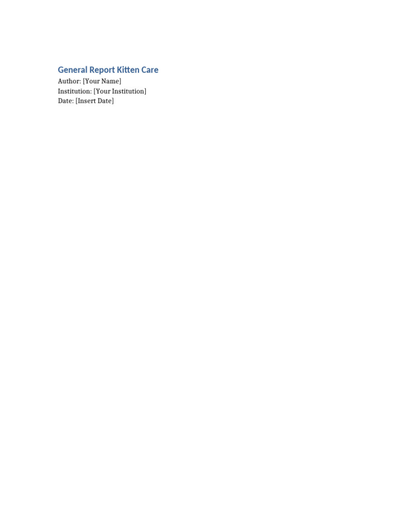 General Report Kitten Care | PDF