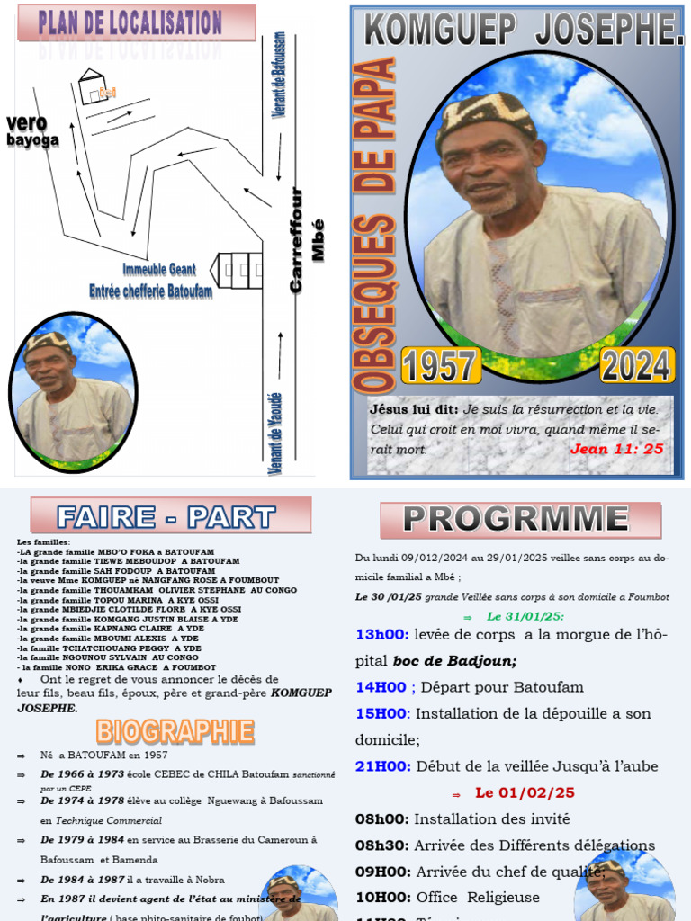Programme des obsèques de KOMGUEP JOSEPHE | PDF