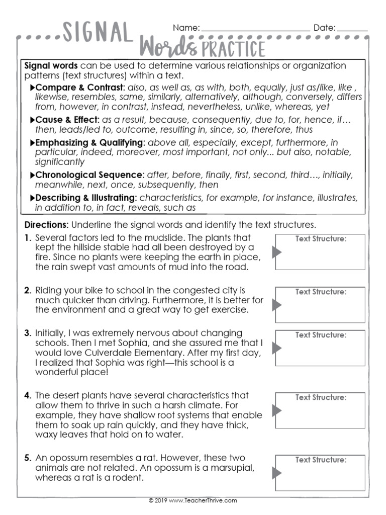 Analyzing Text Structures and Signal Words | PDF | Transport | Land ...
