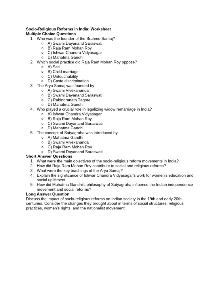 Socio-Religious Reforms in 19th Century India | PDF