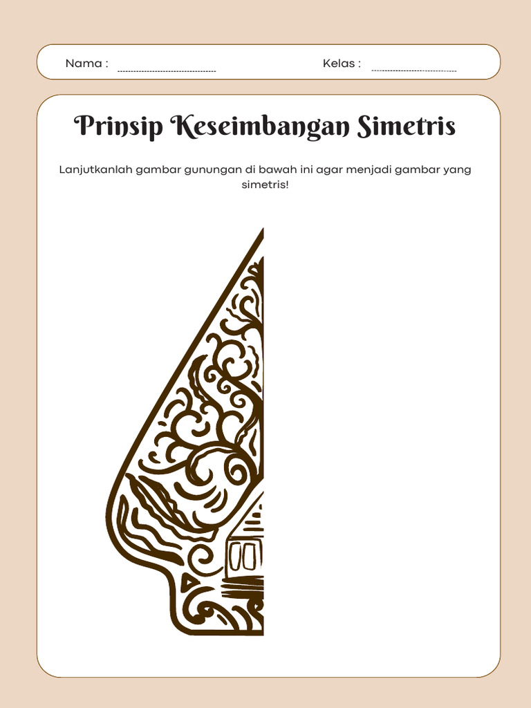 Prinsip Keseimbangan Simetris Gunungan Wayang Lembar Kerja Seni Dan
