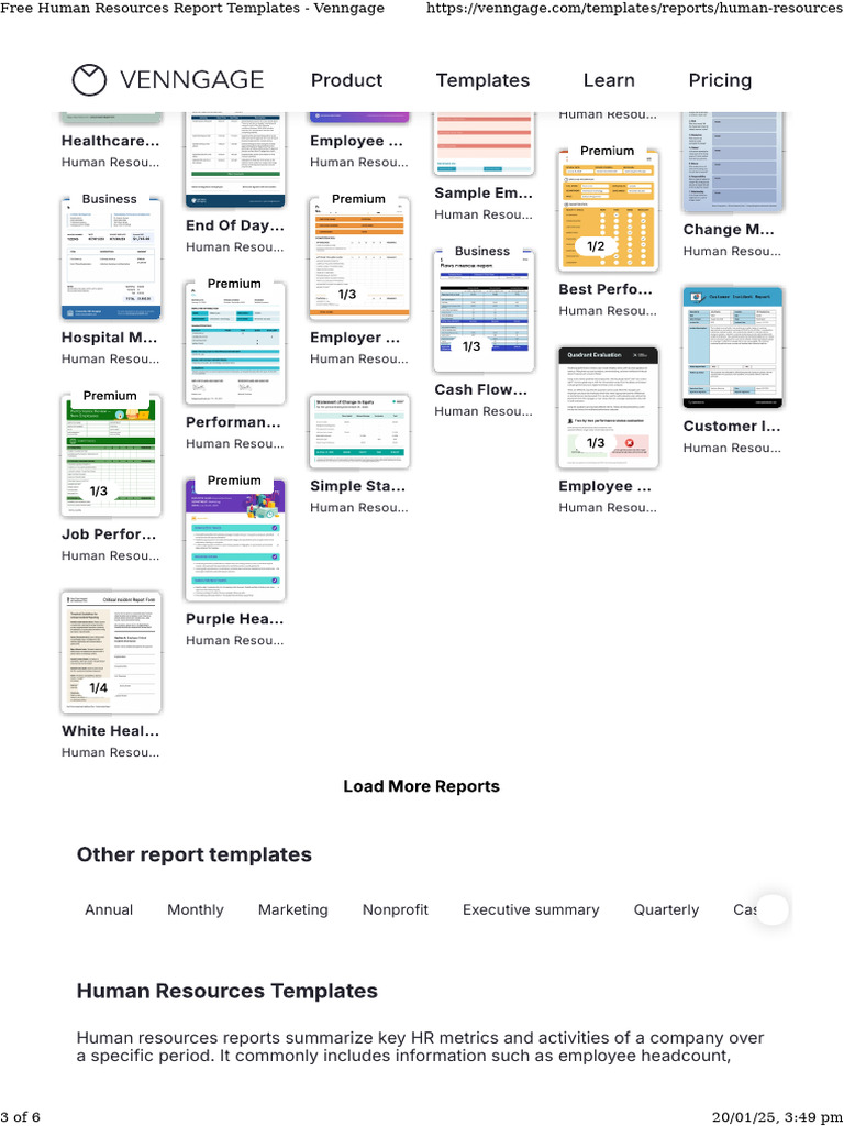 Free Human Resources Report Templates - Vennga | PDF