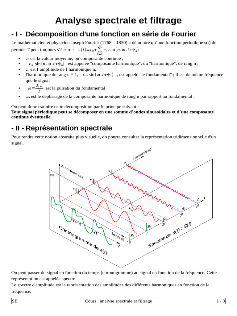 Analyse spectrale et filtrage des signaux | PDF | Filtre (électronique ...