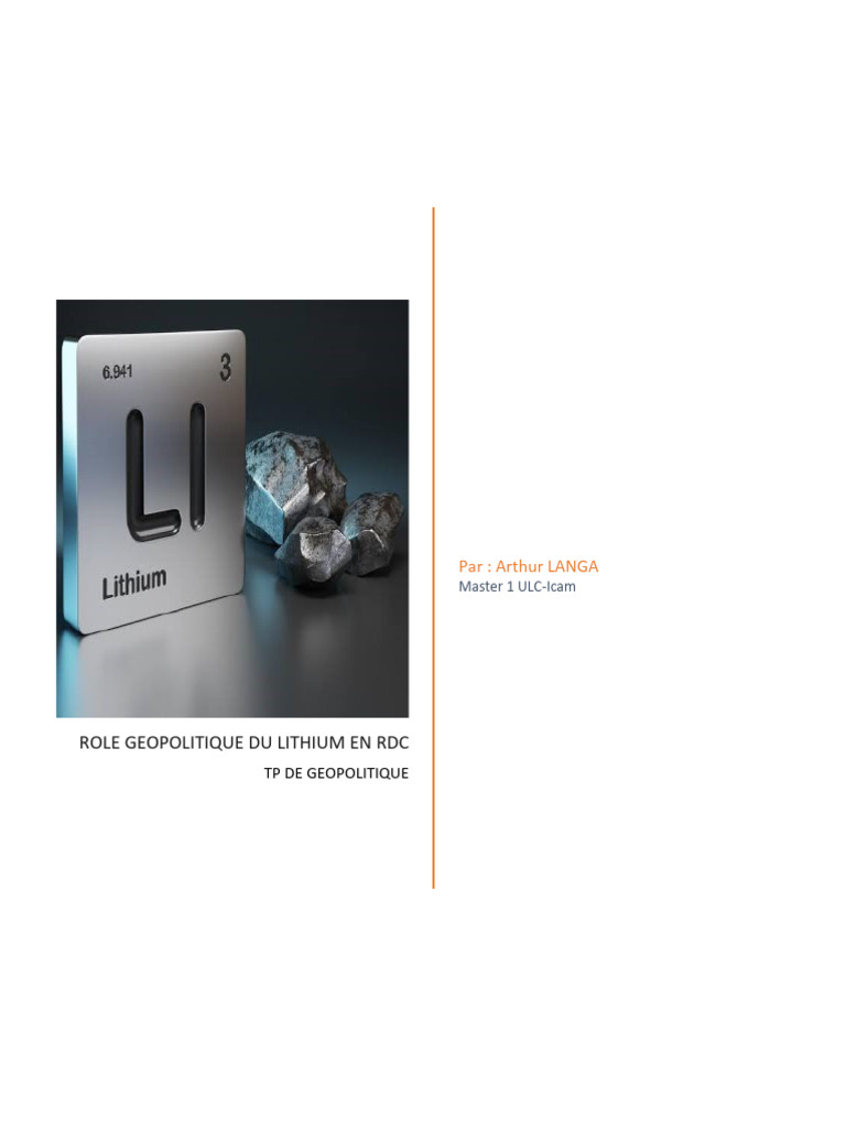 Rôle géopolitique du lithium en RDC | PDF | Lithium | Environnement naturel
