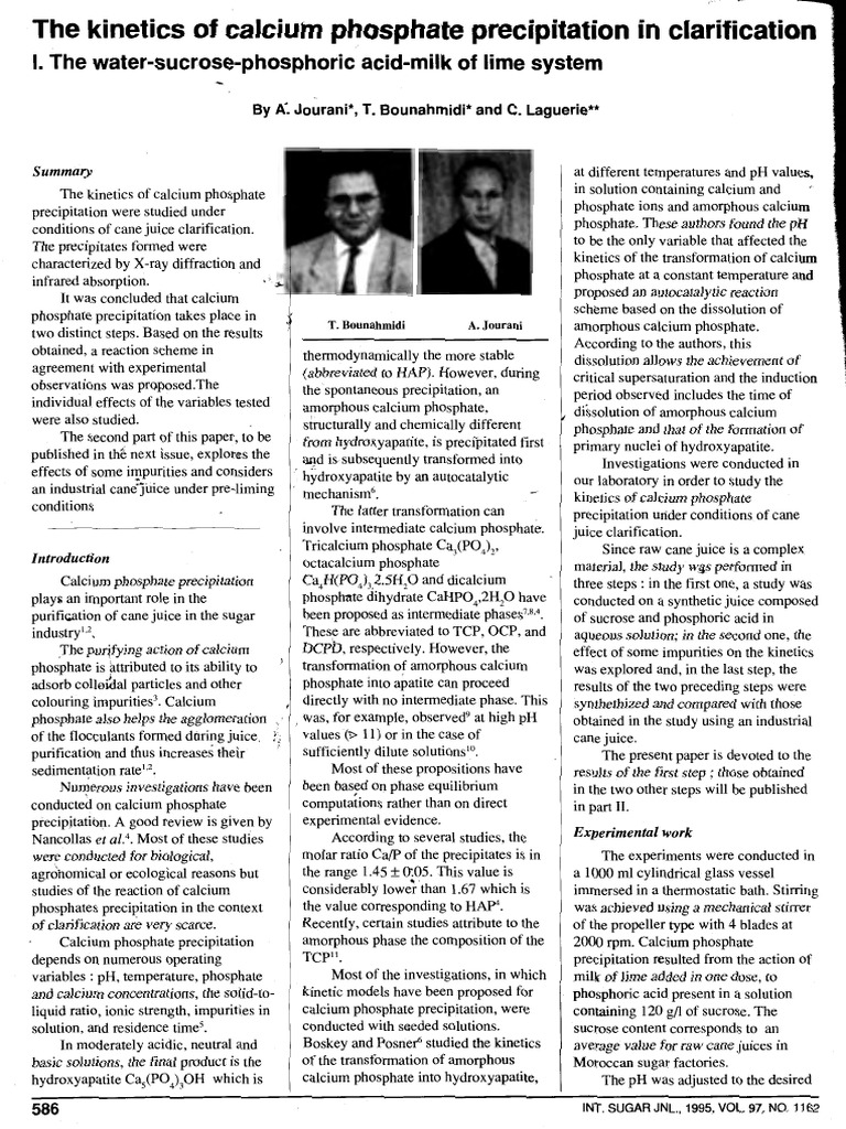 1995 Kinetic of CaO Precipitation | PDF | Phosphate | Calcium