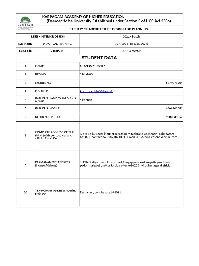 B des practical training student report 2024 pdf design