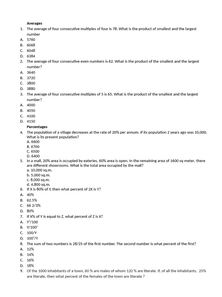 150 Quantitative Aptitude Questions | PDF | Area