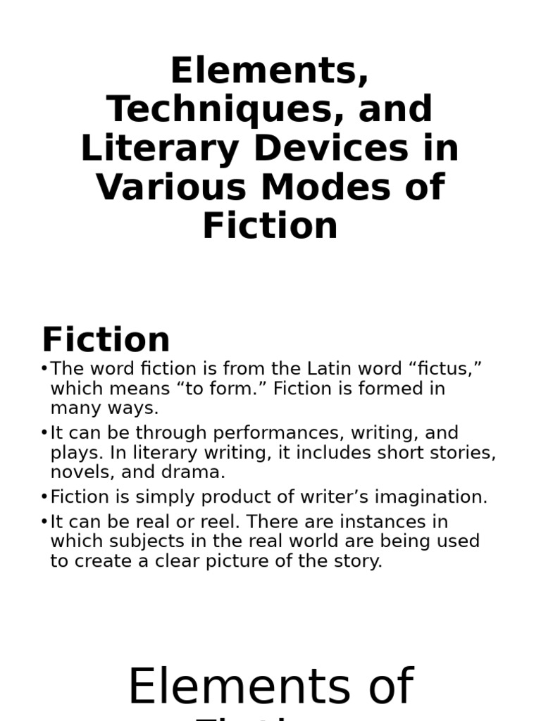Creative Writing 2 Elements, Techniques, and Literary Devices in | PDF ...