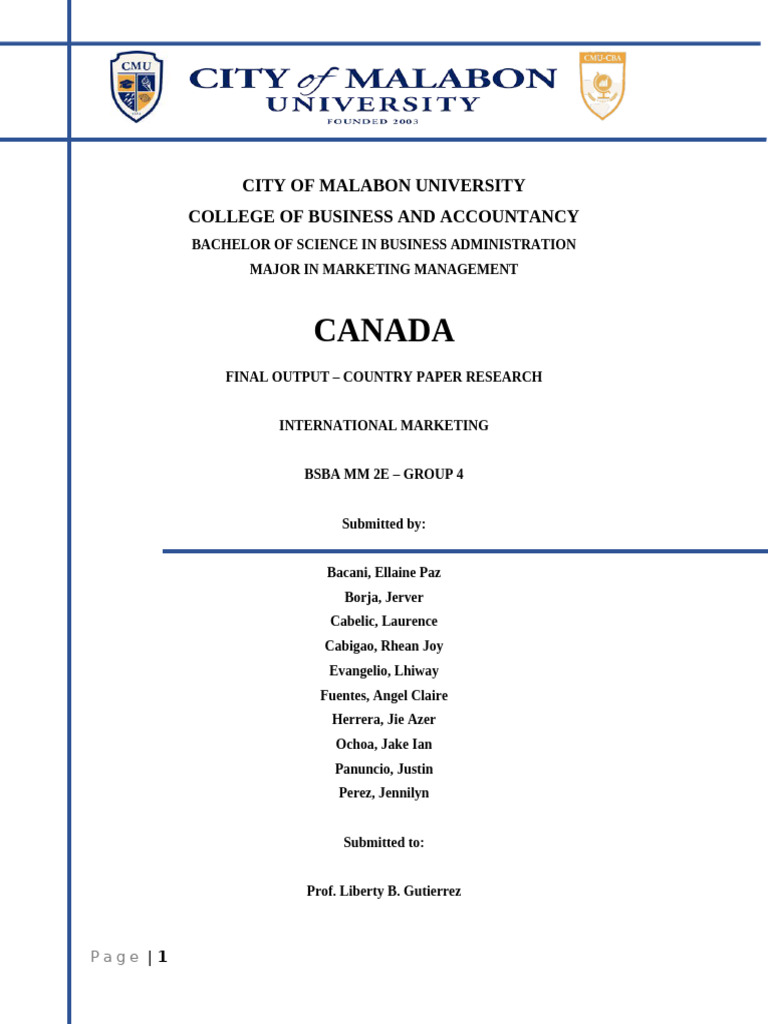 Canada Research Paper | PDF | Cost Of Living | Inflation