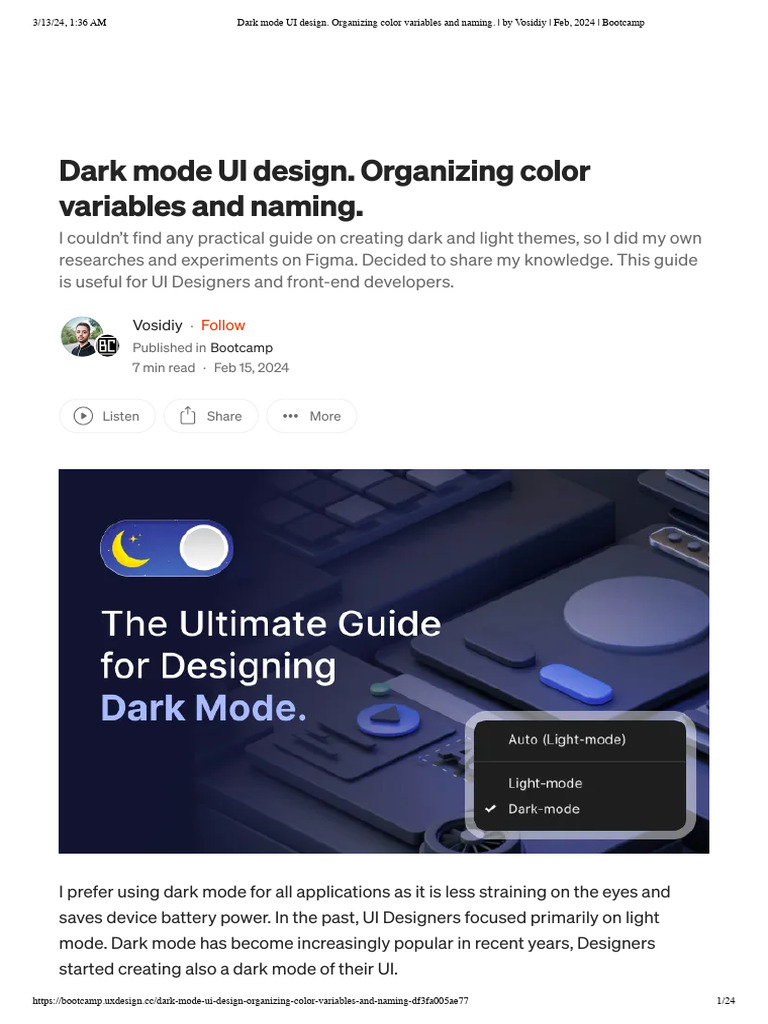 Dark mode UI design. Organizing color variables and naming. _ by ...