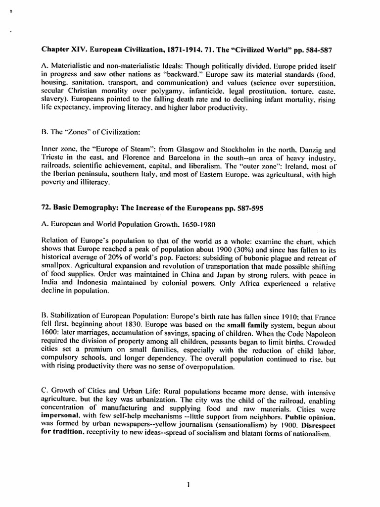 Chapter XIV European Civilization, 1871-1914 | PDF