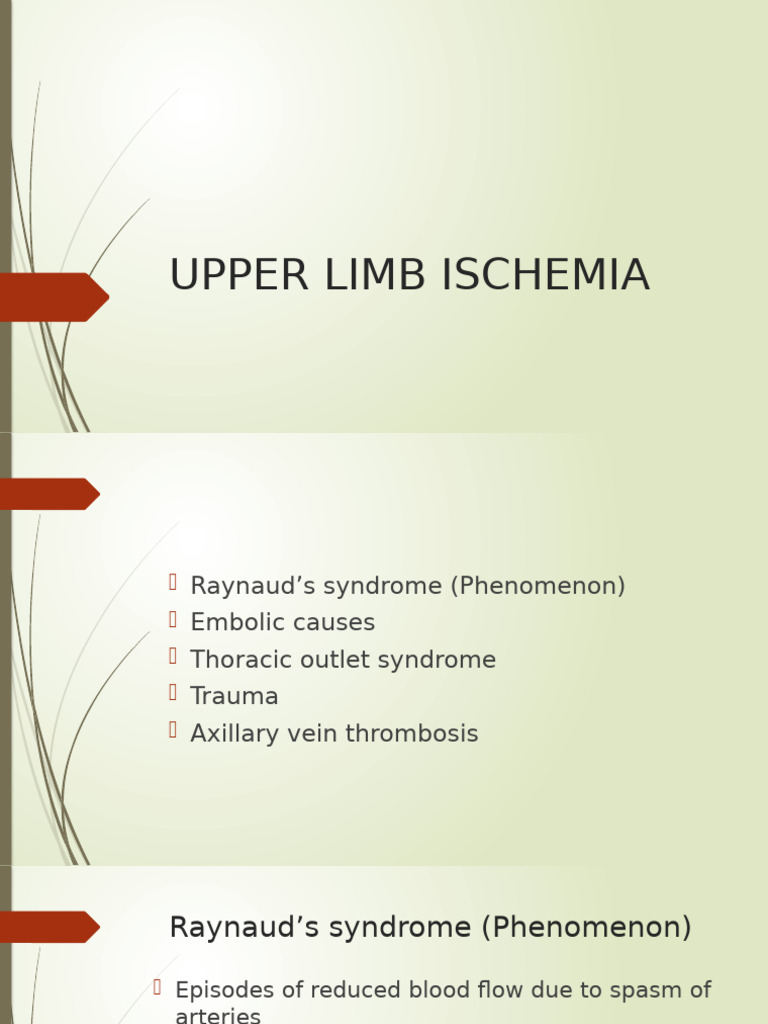 Upper Limb Ischemia | PDF | Paresthesia | Ischemia