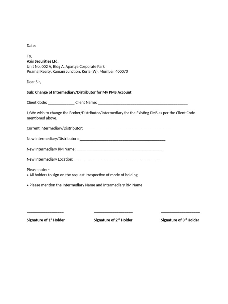 Distributor Change Request Form | PDF