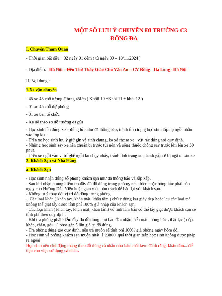 MỘT SỐ LƯU Ý | PDF