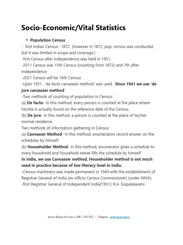 13.Socio-Economic Vital Statistics | PDF | Census | Statistics