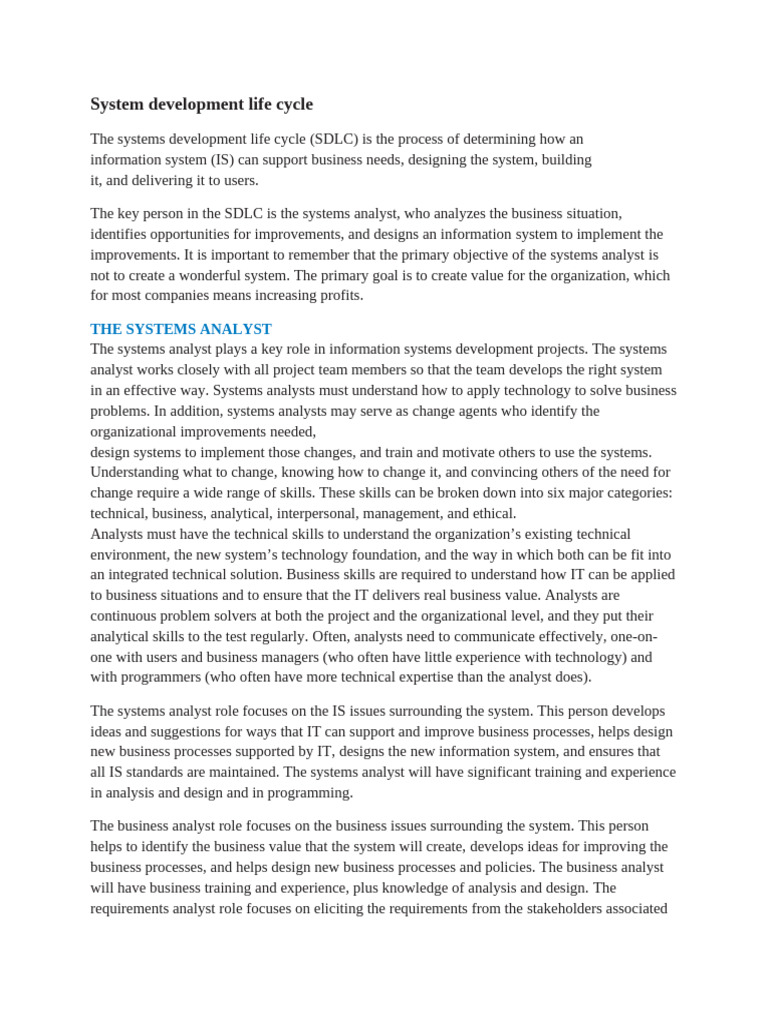 Understanding the Systems Development Life Cycle | PDF | Business ...