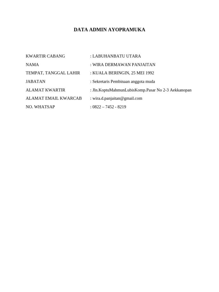 Data Admin Ayopramuka | PDF