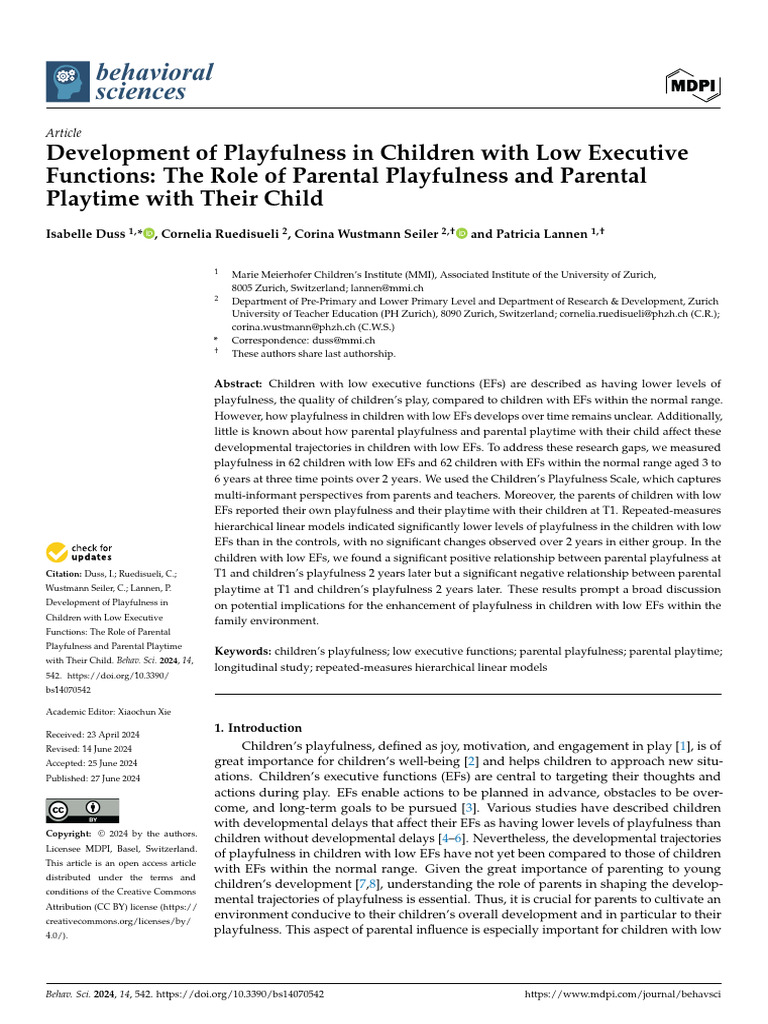 behavsci-14-00542-v2 | PDF | Child Development | Attention Deficit ...