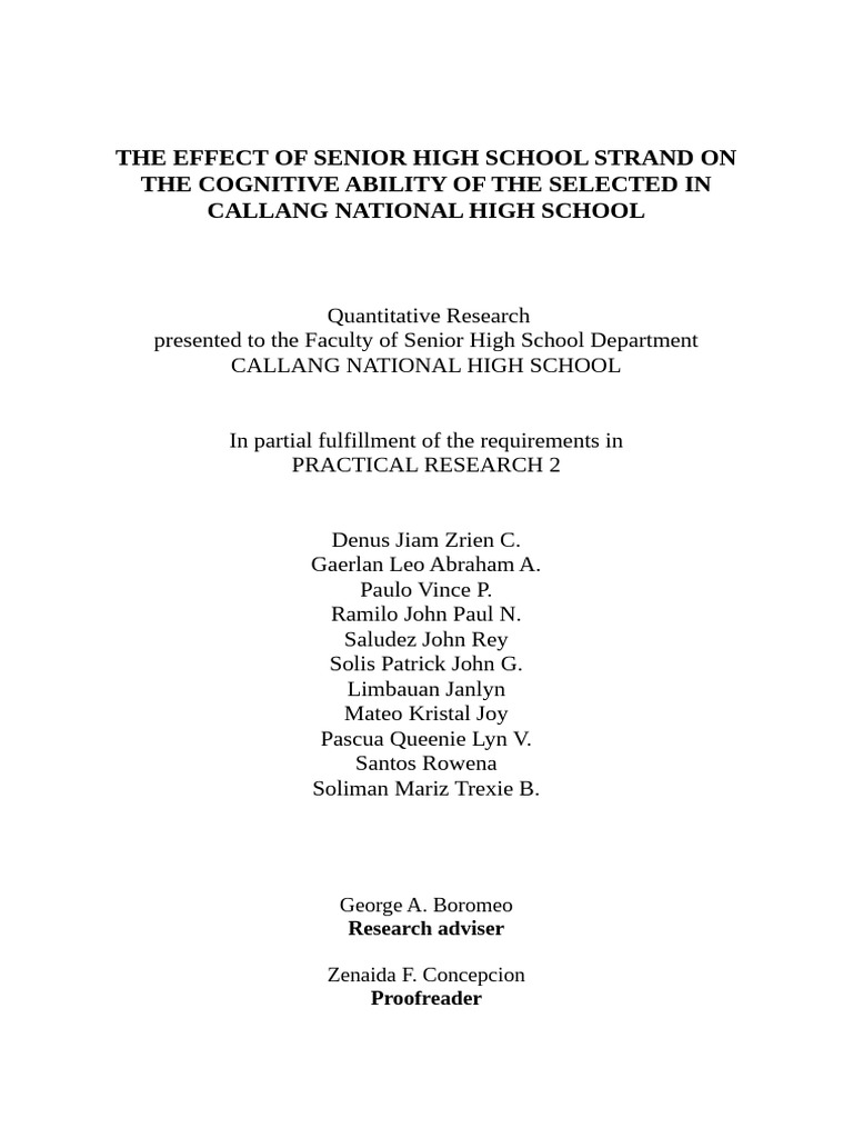 Research The Effect of Senior High School Strand | PDF | Survey ...