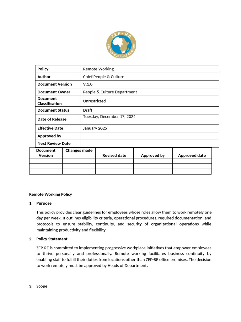 Remote Work Policy Guidelines | PDF | Wi Fi | Computing