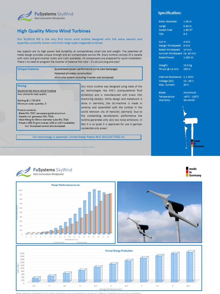 1.1 Flyer SkyWind NG | PDF | Wind Turbine | Turbine